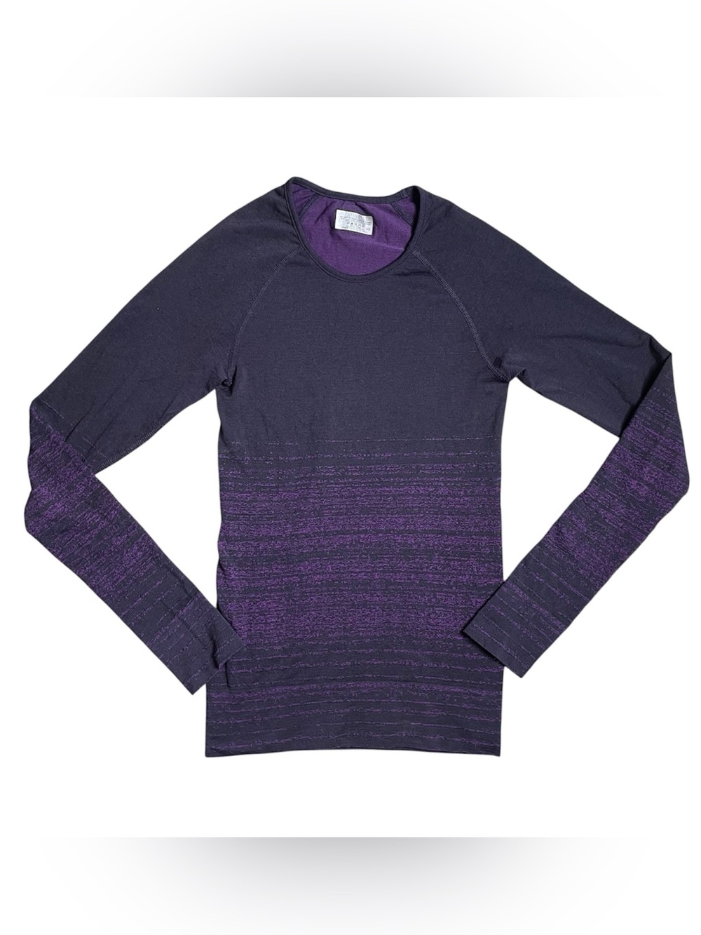 Athleta Wool Blend Purple Ombre Long Sleeve Top base layer striped XS